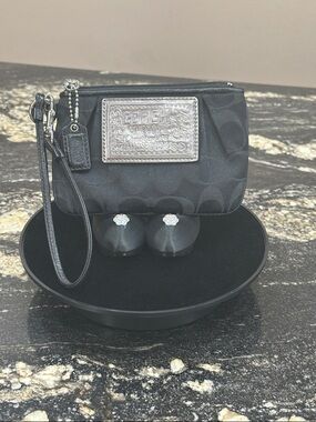Coach Poppy Wristlet with Silver Tone Plaque
